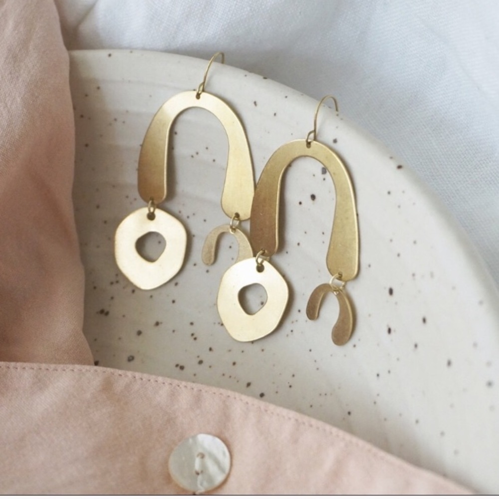 Asymmetrical Brass Earrings